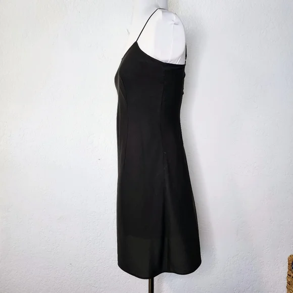 Rachel by Rachel Roy Black Silky Slip Dress w Adjustable Spaghetti Straps Sz S - Picture 3 of 9